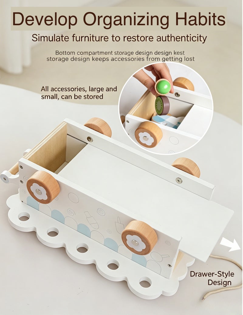Wooden Ice Cream Truck Toy Set – Kids Pretend Play Dessert Cart | Montessori Educational Role Play Toy for Boys & Girls,Age 3+ - Image 3