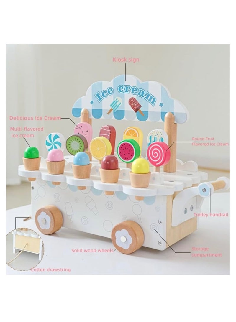 Wooden Ice Cream Truck Toy Set – Kids Pretend Play Dessert Cart | Montessori Educational Role Play Toy for Boys & Girls,Age 3+ - Image 5