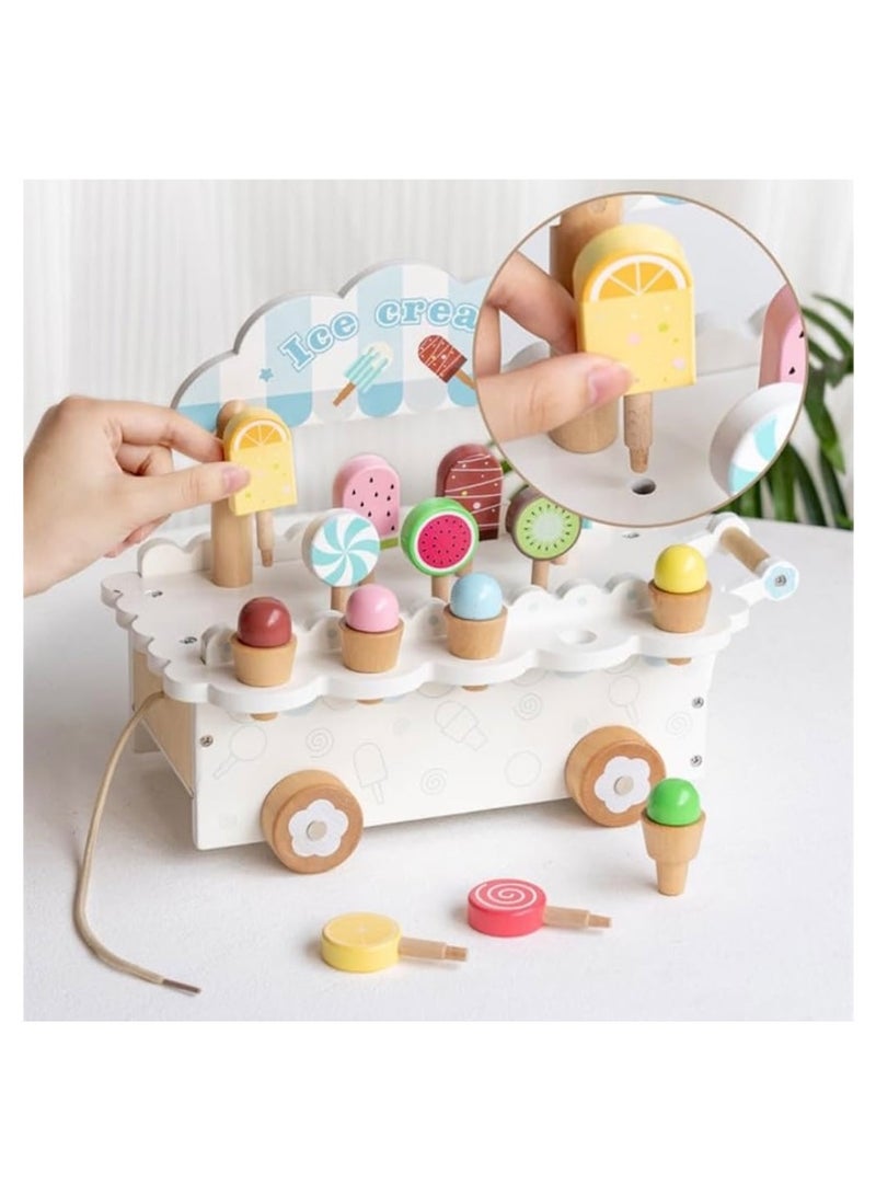 Wooden Ice Cream Truck Toy Set – Kids Pretend Play Dessert Cart | Montessori Educational Role Play Toy for Boys & Girls,Age 3+ - Image 4