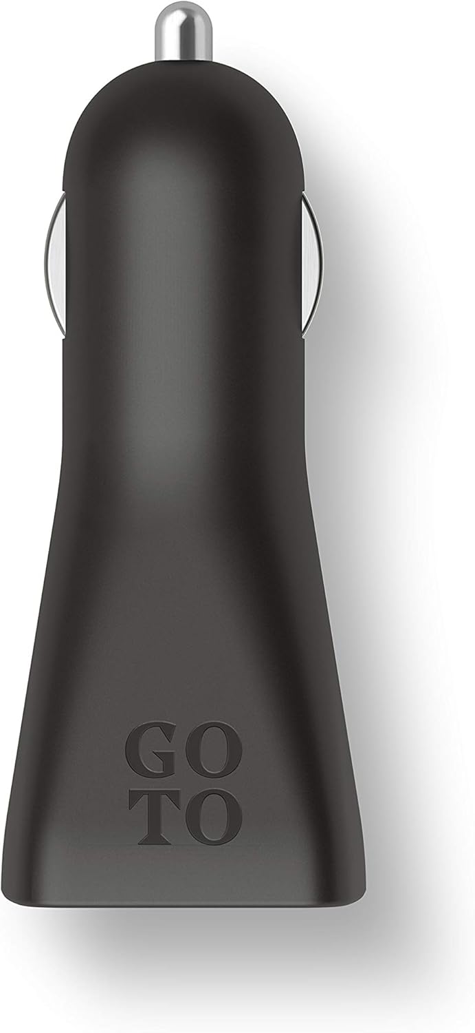 Go-To GoTo Dual USB Car Charger Dual Port Fast USB A for iPhone 13 12 11 Pro max XR Xs SE iPad Galaxy S21 S20 S10 Plus Ultra Note 20 Pixel 6 5 4 USBA  USBA Devices Black - Image 1