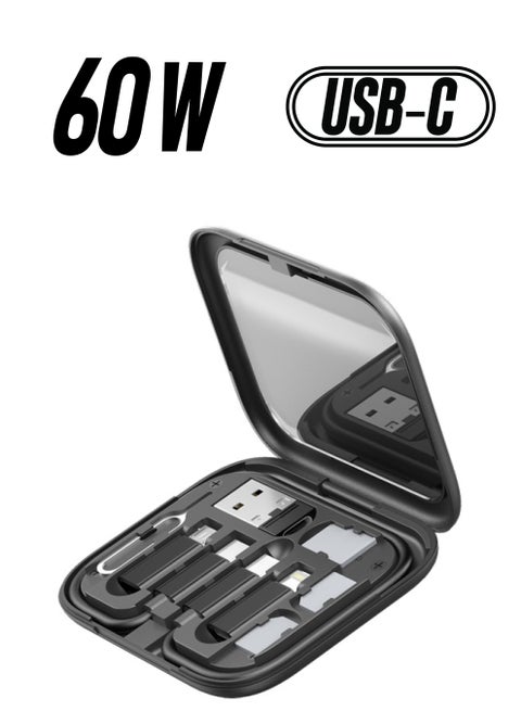 ProOne  All-in-One 60W USB Adapter Kit - Multi-functional Adapter, USB-C to Lightning, Type-C Micro Adapter, Fast Charging, Data Transfer, Travel-Friendly with Card Slots