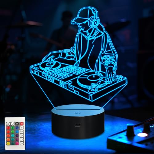 CoolGift Mart DJ Night Light, 3D LED Optical Illusion Lamp with 16 Colors and Remote Controller, Gifts for DJ Music Lovers - Image 1