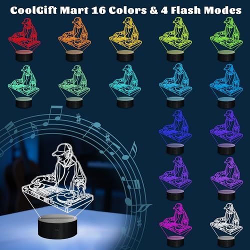 CoolGift Mart DJ Night Light, 3D LED Optical Illusion Lamp with 16 Colors and Remote Controller, Gifts for DJ Music Lovers - Image 2