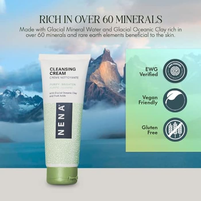 NENA Skincare Cleansing Cream - Face Wash - Gluten Free Facial Cleanser - Hydrating Mineral-Powered Formula for Soft, Radiant Skin - 3.5 oz - Image 4