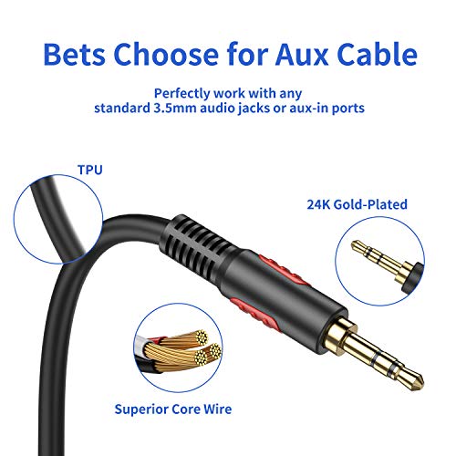 LDKCOK كابل صوت AUX 3.5 مم ذكر إلى ذكر بطول 6 أقدام، كابل AUX لسماعات Beats، iPods، iPhones، iPads، أنظمة الصوت المنزلية/السيارات والمزيد - Image 5