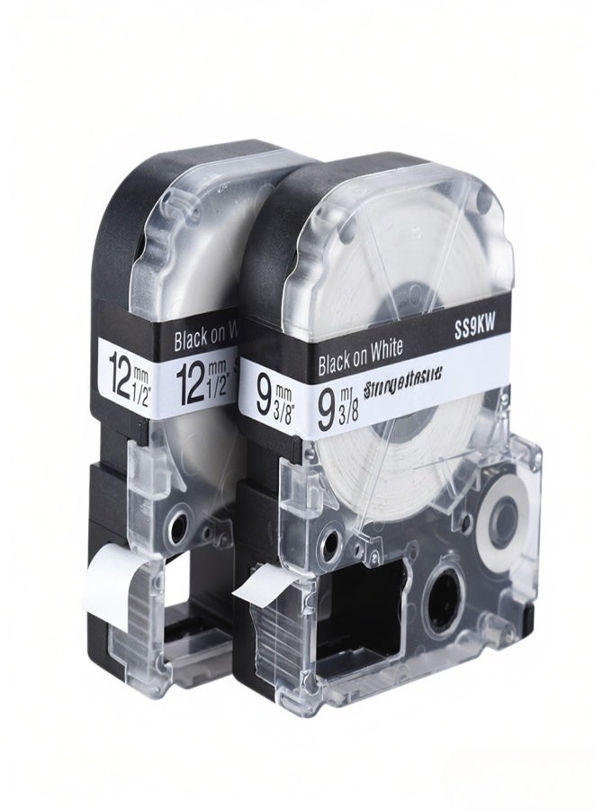 Black on White Label Tape 12mm * 8m Compatible for Kingjim Epson Label Printer LW400/LW600/SR230C/SR230CH/SR530C/SR550C - Image 5