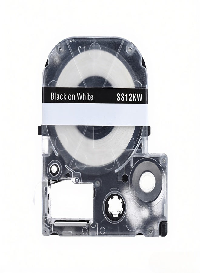 Black on White Label Tape 12mm * 8m Compatible for Kingjim Epson Label Printer LW400/LW600/SR230C/SR230CH/SR530C/SR550C - Image 3