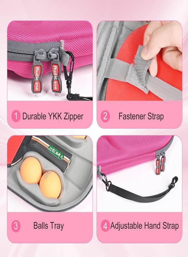 Ruilicase Tool Case for Large Ping Pong Paddles/Table Tennis Paddles/Racquet Cyber Shape Hexagon,Fits for 2 Paddles and 4 balls - Pink (Case Only) - Image 4