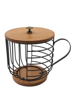 LKTOCAFT Coffee Pod Holder with Wooden Base and Lid, Metal Coffee Pod Basket Compatible with Nespresso Vertuo Pods and Capsules, Cup Holder and Coffee Pod Storage, Coffee Bar Decor  - Image 1