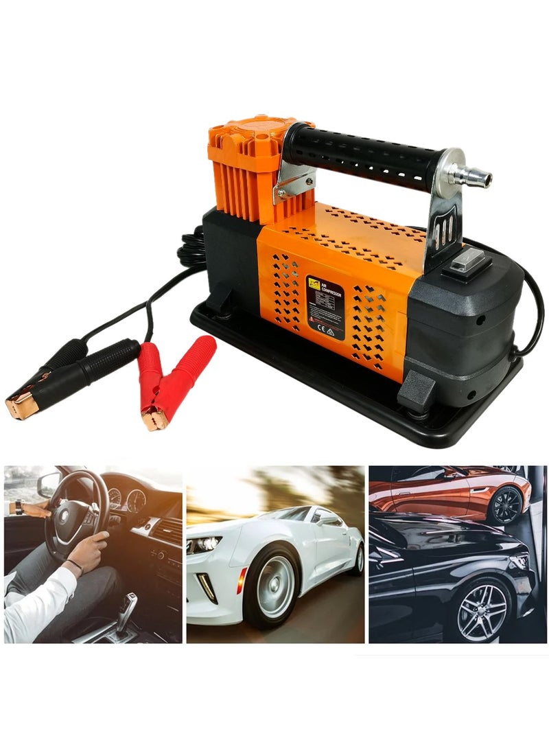 3XR 12V Heavy Duty Portable Air Compressor, 250L/Min High Flow Tire Inflator Pump, 150 PSI, All-Metal Body, Pure Copper Motor, with Pressure Gauge & Nozzle Kit for Car, Truck, SUV, RV, Motorcycle - Image 2