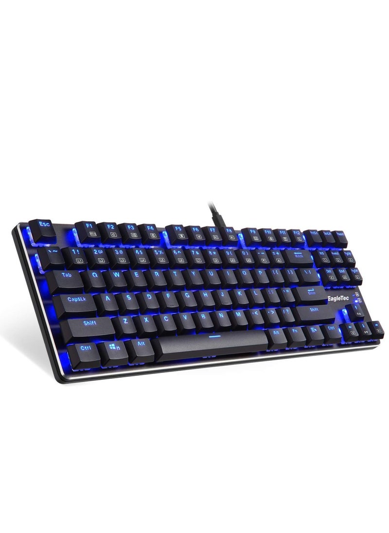 Generic - EagleTec KG060-BR Blue LED Mechanical Keyboard , 87 Mechanical keys with medium resistance, audible click sound and tactile bump feedback , multiple lighting effects speeds and brightness levels for PC and laptop - Brown switch - Image 1