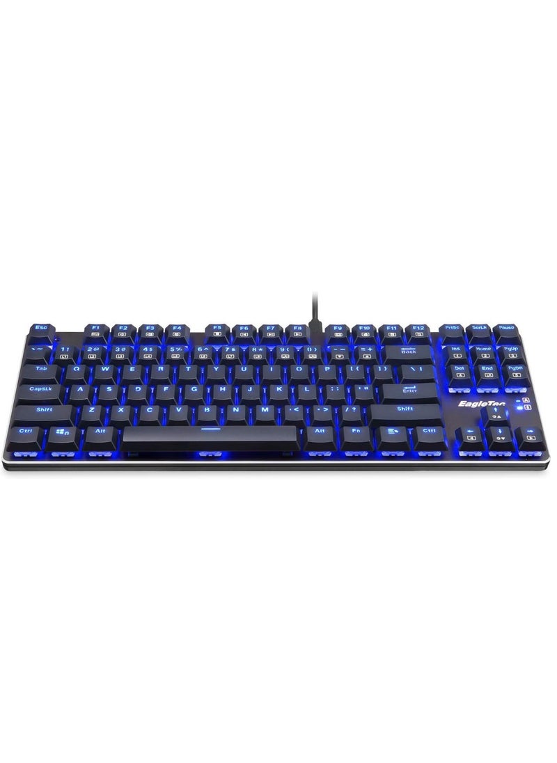 Generic - EagleTec KG060-BR Blue LED Mechanical Keyboard , 87 Mechanical keys with medium resistance, audible click sound and tactile bump feedback , multiple lighting effects speeds and brightness levels for PC and laptop - Brown switch - Image 1