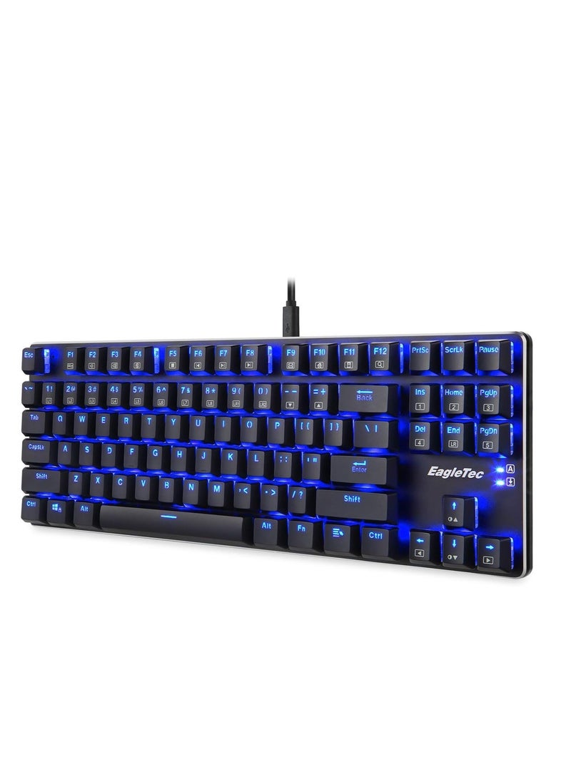 Generic - EagleTec KG060-BR Blue LED Mechanical Keyboard , 87 Mechanical keys with medium resistance, audible click sound and tactile bump feedback , multiple lighting effects speeds and brightness levels for PC and laptop - Brown switch - Image 1