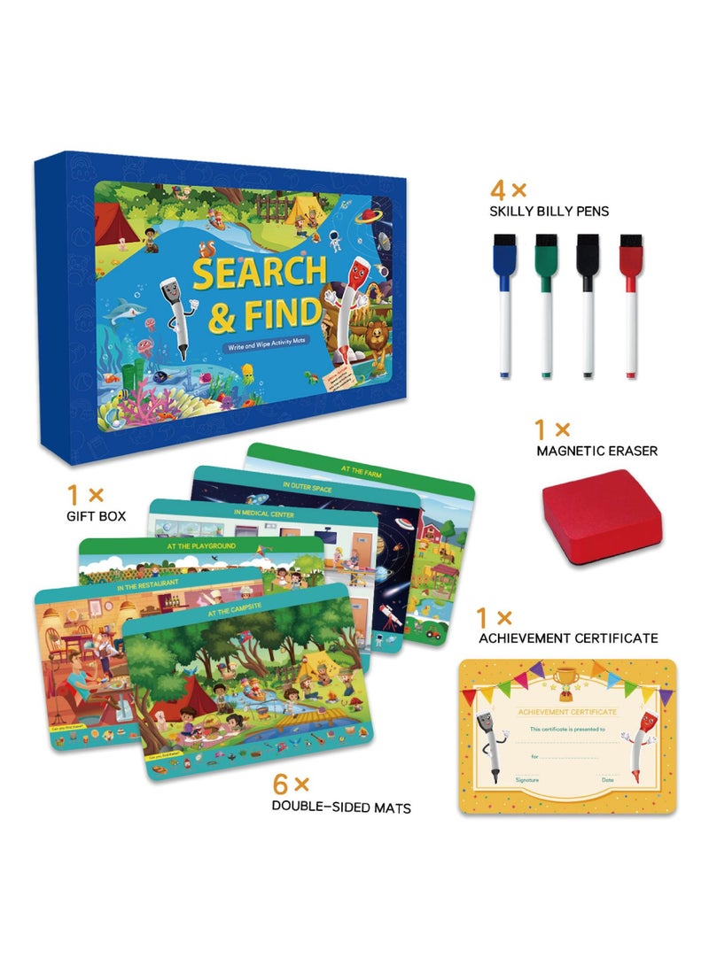 SYOSI Arts and Crafts Mat Books for Kids, Preschool Learning Activities, Search and Find Books for Kids Busy Book for Toddlers, 12 Themes Educational Game Toys, Birthday Gifts for Autism Girls and Boys - Image 1