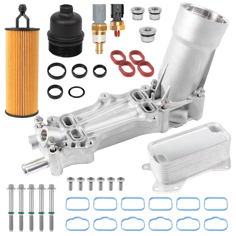 Aluminum Engine Oil Cooler and Oil Filter Housing Adapter Gaskets Sensor Fit for 20112016 Chrysler 200 300 Dodge Charger Grand Cherokee ProMaster 36L V6 5184304AE 926959 68105583AF 926876
