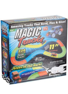 220Pcs Magic Tracks 11 Feet Of Glow With LED Light-Up Car Race