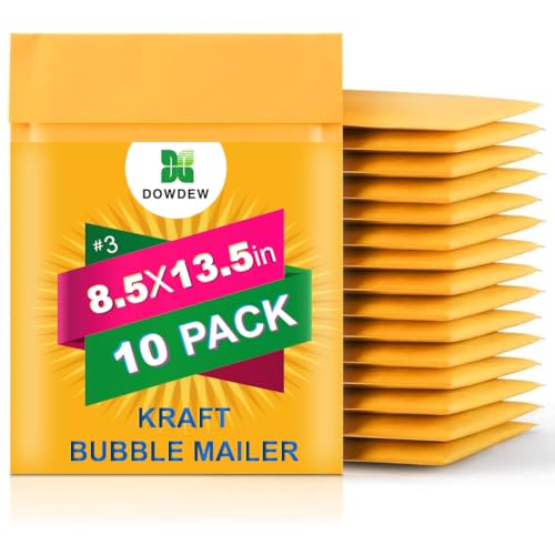 DowDew Kraft Bubble Mailers [10 Pack] Mailing Packing Envelopes #3 (8.5" x 13.5") - Image 1
