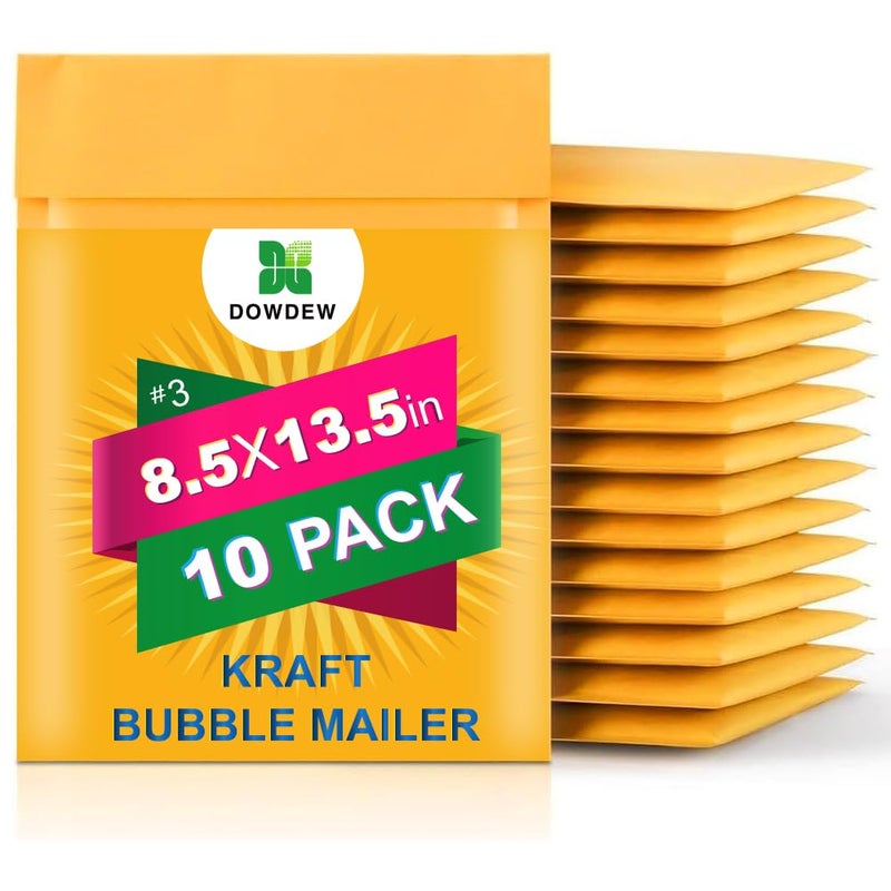 DowDew Kraft Bubble Mailers [10 Pack] Mailing Packing Envelopes #3 (8.5" x 13.5") - Image 5