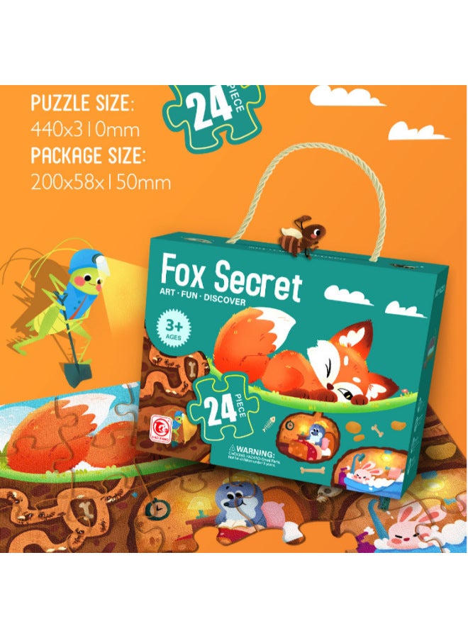 Puzzle 3-6 Years Old Children's Puzzle Toy Children's Puzzle Kindergarten Birthday Gift-Color:The Secret Of The Fox -24 【gift Box】】 - Image 1