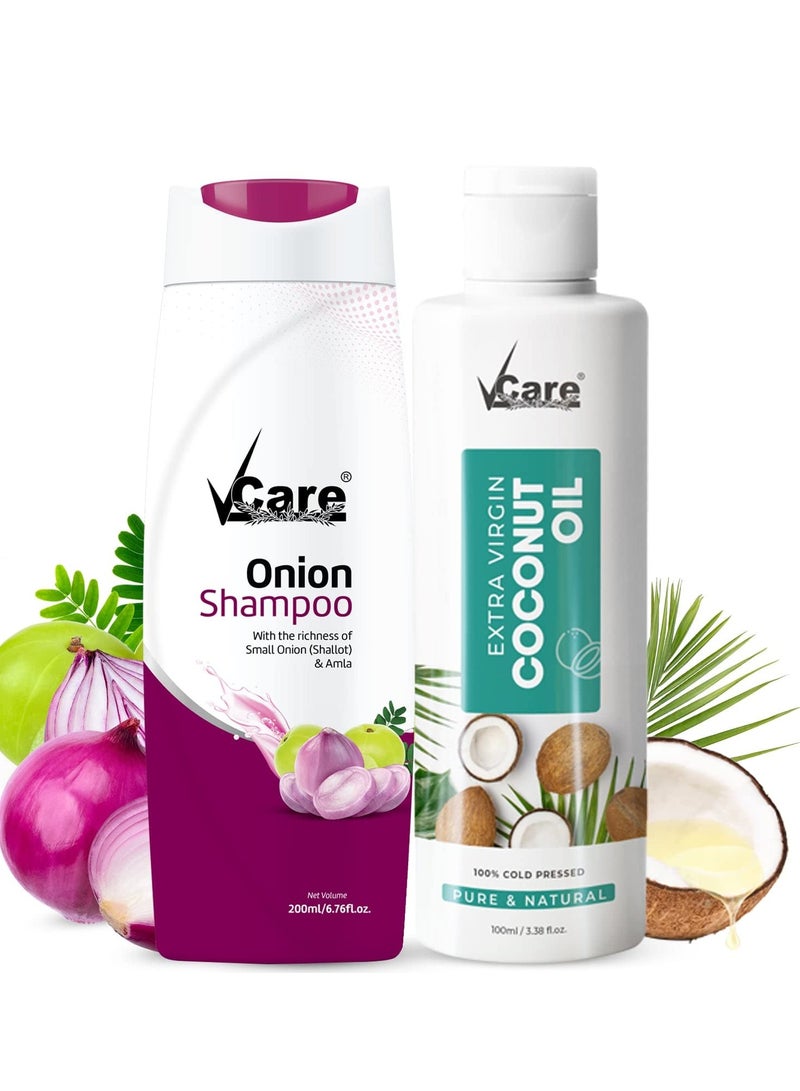 VCare Onion Shampoo for Hair Growth 200ML With Coconut oil 100ML - Image 1