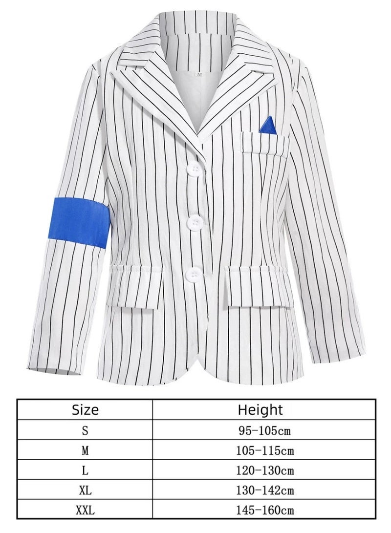 general Boys Michael Jackson Cosplay Costume, Striped Blazer Gold Pants with Fedora Hat & Tie, Kids Pop Star Stage Performance Outfit - Image 4