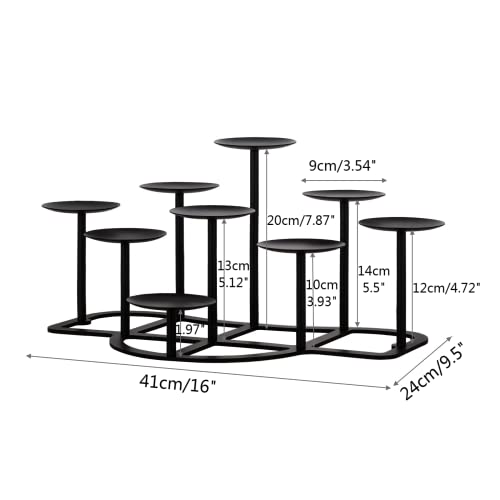 Bigsee 9 Arms Black Candelabra for Inside Fireplace - Metal Candle Holder for Tealight Pillar Candles Stand Iron Table Centrepiece Mantle Floor Decor - Image 4