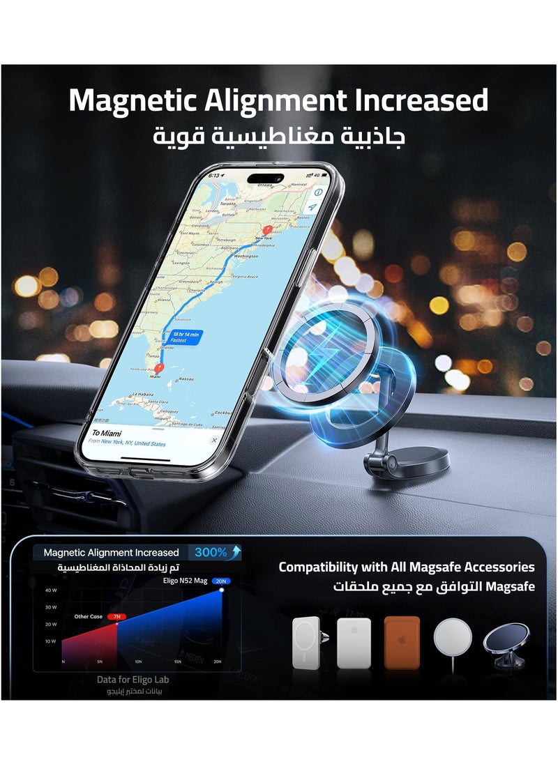 Eligo - iPhone 14 Pro Magnetic Case, Compatible with MagSafe,【Anti-Yellowing】Crystal Clear Shockproof Protection Back Cover, Ultra Slim Strong Magnet Phone Shell Case for Apple 14 Pro (2022) - Image 1