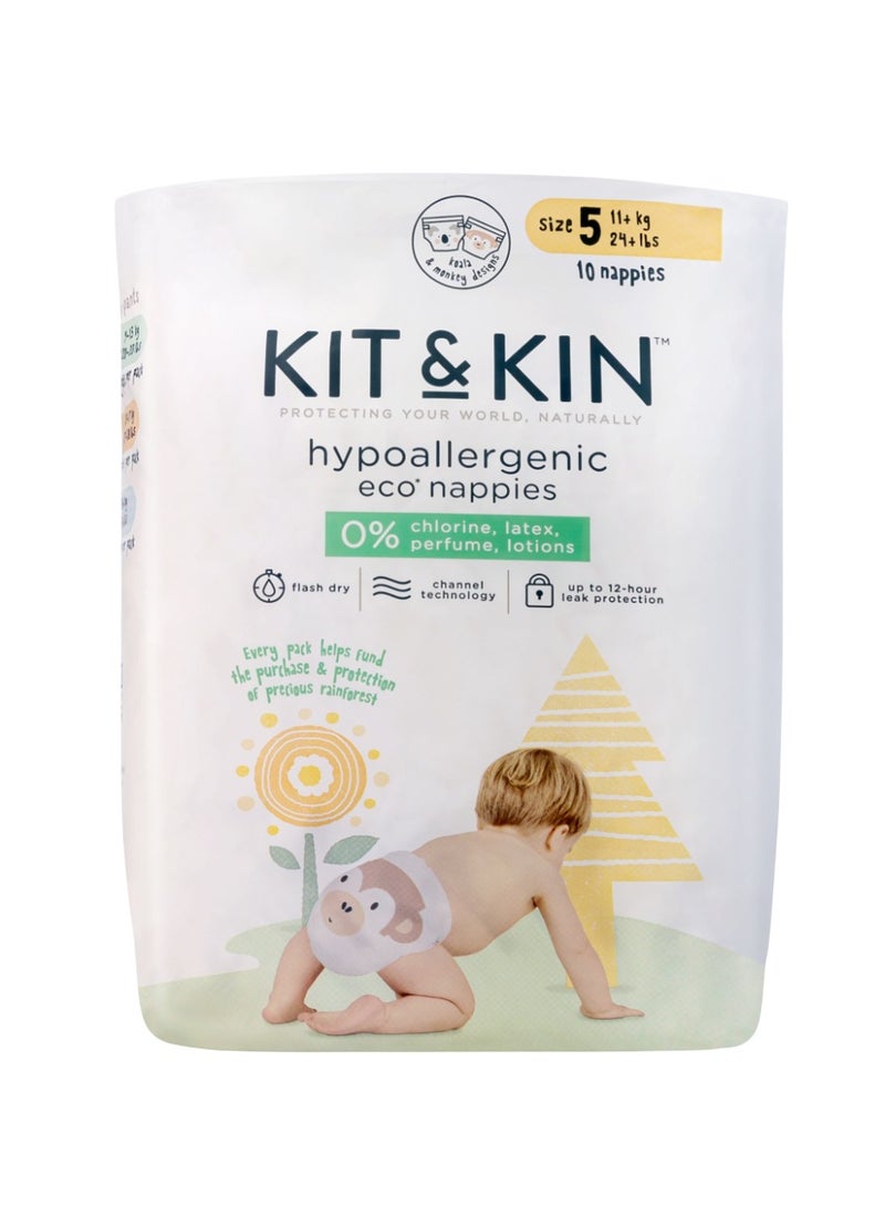 Kit & Kin Hypoallergenic Eco Nappies Size 5 10 Diapers - Image 1