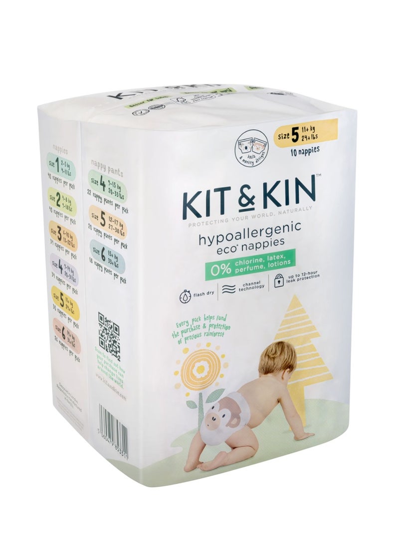 Kit & Kin Hypoallergenic Eco Nappies Size 5 10 Diapers - Image 3
