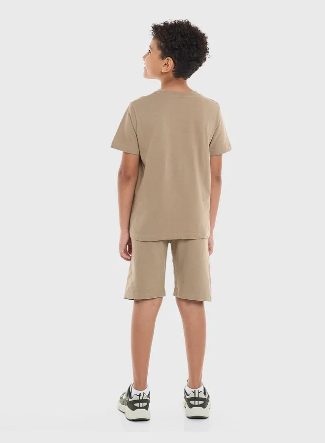 فكتور اند جين Victor And Jane Boys Graphic Print T-Shirt and Shorts Set