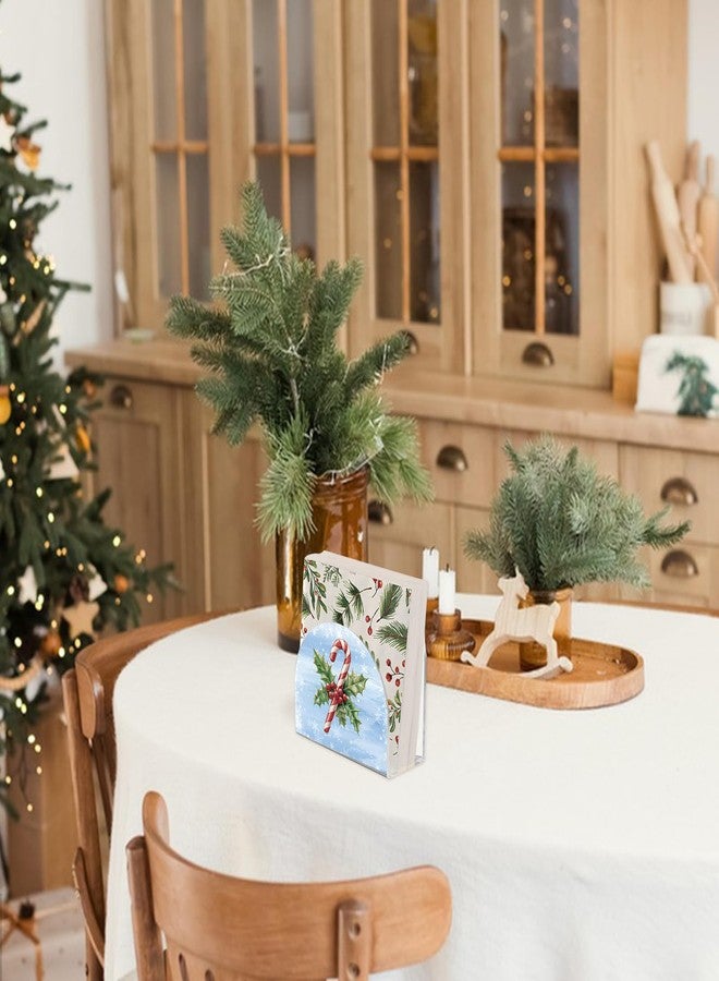 SUPERDANT Christmas Holly Napkin Holder for Tables Candy Canes Holidays Acrylic Tissue Organizer Paper Cocktail Stand for Kitchen Serviette Dispenser Home Dining Room Party Decoration - Image 4