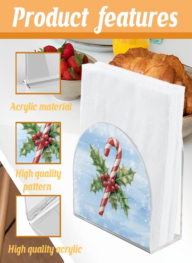 SUPERDANT Christmas Holly Napkin Holder for Tables Candy Canes Holidays Acrylic Tissue Organizer Paper Cocktail Stand for Kitchen Serviette Dispenser Home Dining Room Party Decoration - Image 5