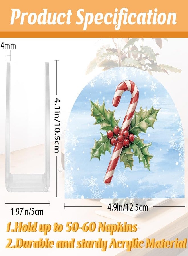 SUPERDANT Christmas Holly Napkin Holder for Tables Candy Canes Holidays Acrylic Tissue Organizer Paper Cocktail Stand for Kitchen Serviette Dispenser Home Dining Room Party Decoration - Image 2