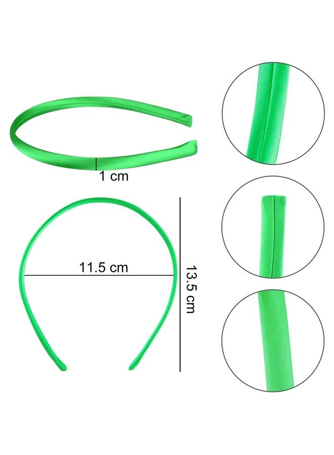 Duufin 30 Pieces Satin Headbands 1cm Colorful Headband Girls DIY Craft Headbands Satin Covered Headband for Girls - Image 2