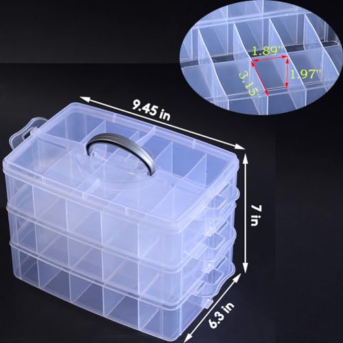 HomDSim Washi Tape Box Organizer Storage,Divider Closet Container,with 30 Adjustable Compartments,Clear,Masking Tape Desktop Tape DIY Sticker Roll Tape Cutter Holder Storage,Finger Safty Dispenser - Image 3