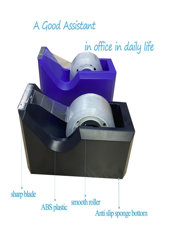 Hibucuo Desktop Tape Dispenser with Non-Skid Base,Colorful Heavy Duty Cute Tape Dispenser for Packaging in Office,Restaurant, Flower Shop,Cake Shop,Purple - Image 2