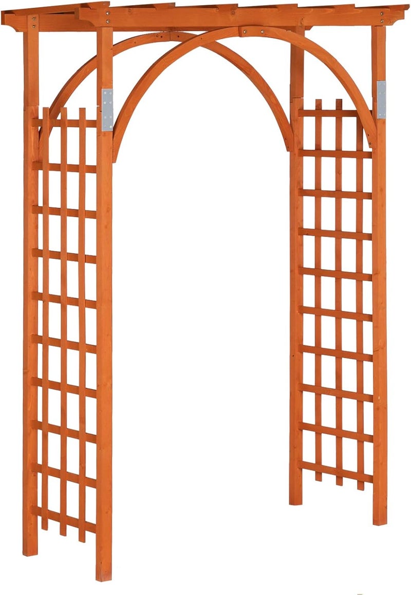 VINGLI 85in Wooden Arbor, Wedding Arch for Ceremony, Wood Trellis for Plant Climbing, Christmas Decor Pergola for Garden Backyard, Lawn (Teak) - Image 1