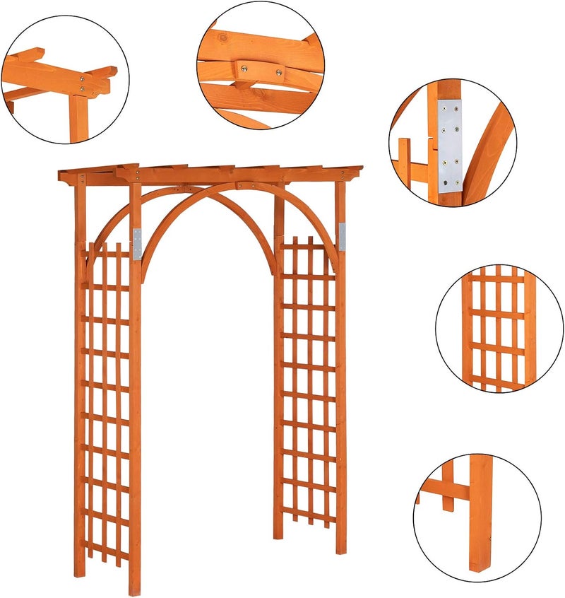 VINGLI 85in Wooden Arbor, Wedding Arch for Ceremony, Wood Trellis for Plant Climbing, Christmas Decor Pergola for Garden Backyard, Lawn (Teak) - Image 3