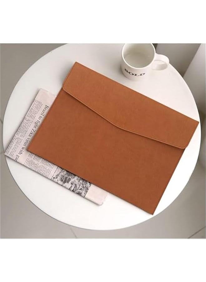 HOOKOR - File Folder, PU Leather A4 Document Holder File Organizer Filing Envelope Portfolio Case Tablet Sleeve with Magnetic Snap Closure for Home School Office Stationery (Brown) - Image 1
