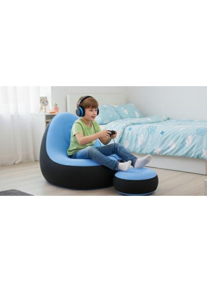 سبيس شوب كرسي استرخاء قابل للنفخ مع مسند للقدمين ومضخة هواء مثالي لغرفة المعيشة أو غرفة النوم مريح ويوفر المساحة مناسب للقراءة والألعاب والاسترخاء في الأماكن المغلقة والمفتوحة - Image 3