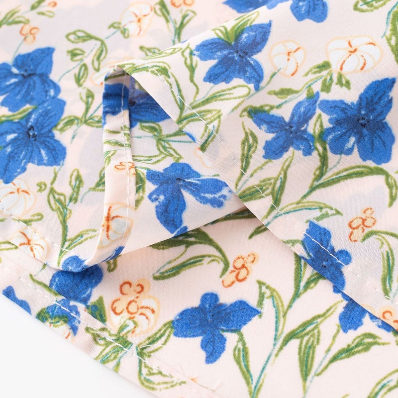 Blue Butterfly Floral Print Bodycon Dress - Image 4