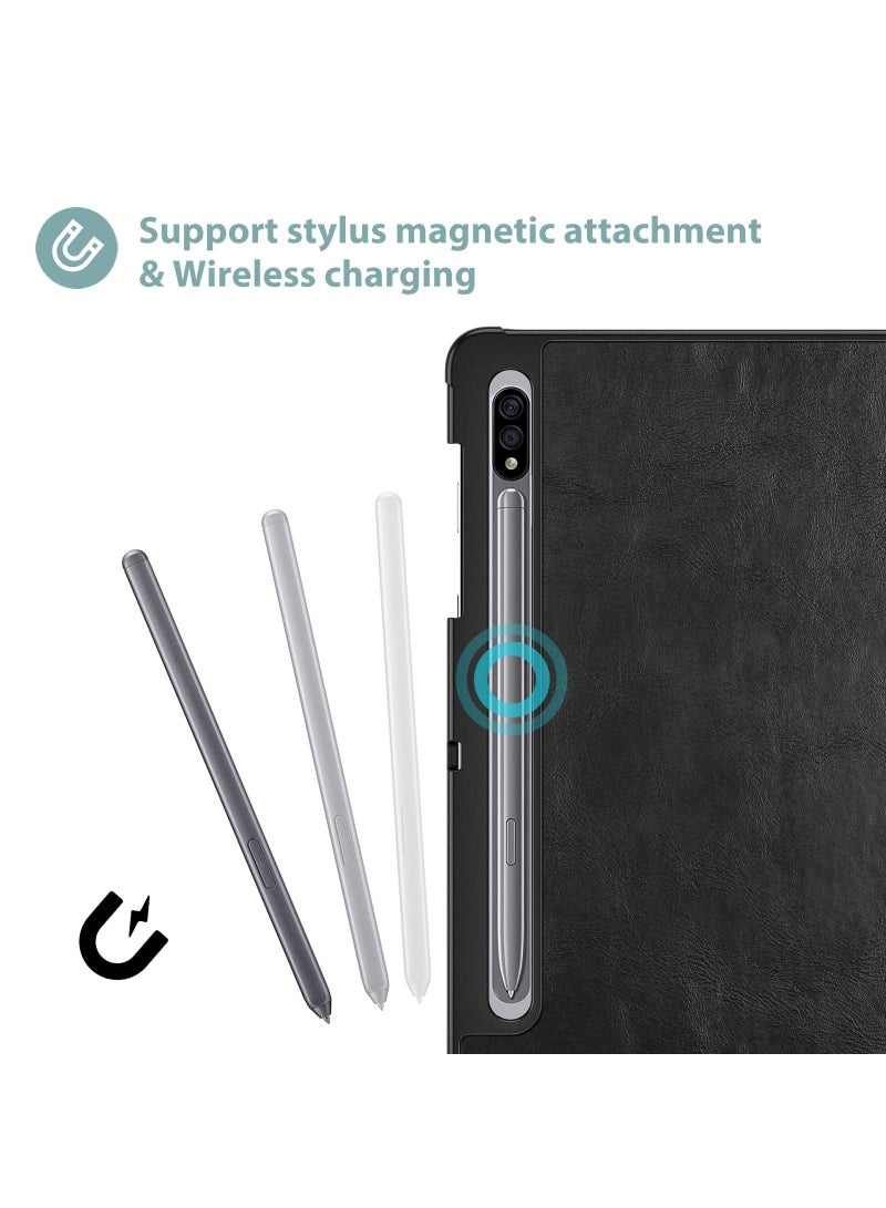 Procases Slim Stand PU Leather Smart Cover with Pencil Holder for 12.4 Galaxy Tab S8+ 2022 Black - Image 5