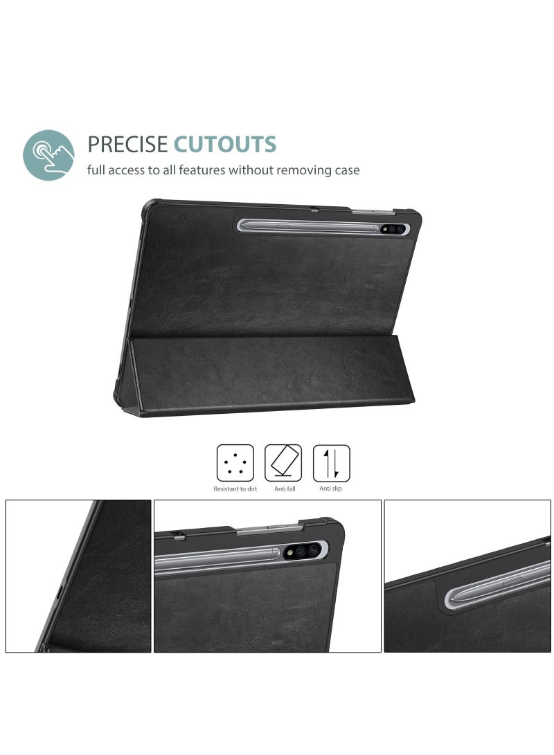 Procases Slim Stand PU Leather Smart Cover with Pencil Holder for 12.4 Galaxy Tab S8+ 2022 Black - Image 4