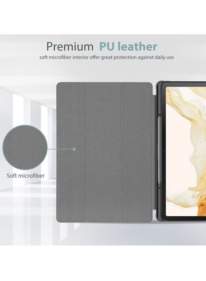 Procases Slim Stand PU Leather Smart Cover with Pencil Holder for 12.4 Galaxy Tab S8+ 2022 Black - Image 3