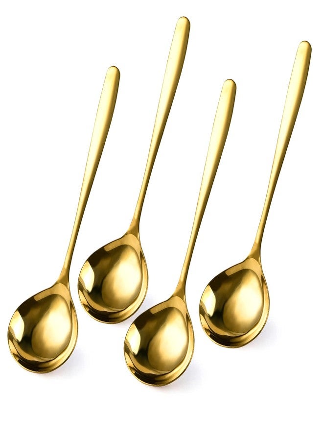 Elesunory 4 Piece 1 oz Gold Small Ladle, 8 Inch 304 Stainless Steel Soup Ladle for Serving, Gravy Spoon for Sauces, Dishwasher Safe - Image 1