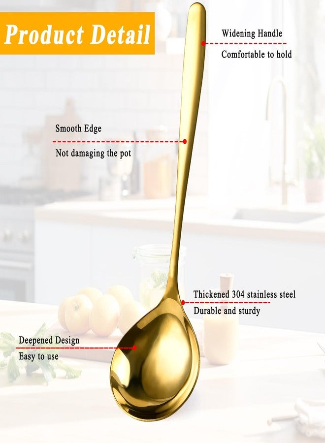 Elesunory 4 Piece 1 oz Gold Small Ladle, 8 Inch 304 Stainless Steel Soup Ladle for Serving, Gravy Spoon for Sauces, Dishwasher Safe - Image 4
