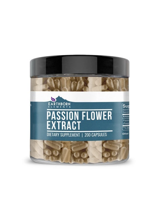 earthborn elements Passion Flower Extract 200 Capsules, Pure & Undiluted, No Additives - Image 1