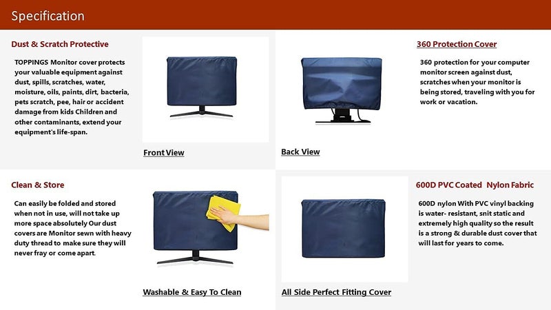 Toppings Dust Proof Water Proof Monitor Cover for 24inch - Image 3