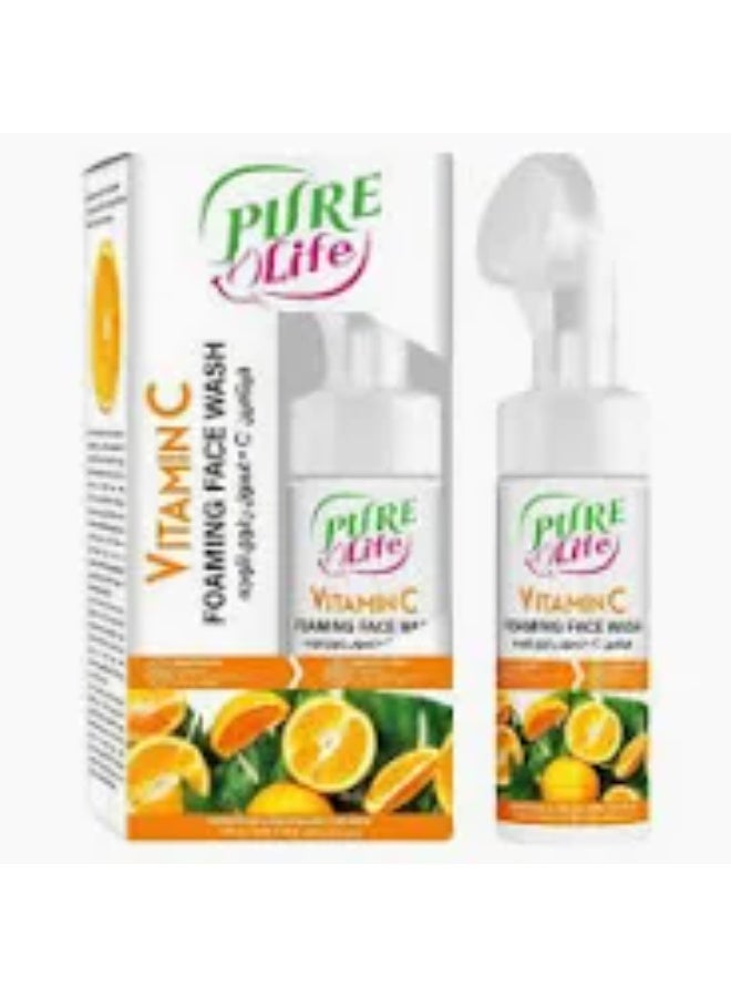 Pure Life Vitamin C Foam face wash with brush 150ml - Image 1