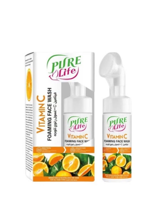 Pure Life Vitamin C Foam face wash with brush 150ml - Image 2